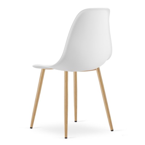 Zestaw Stół TESSA 120cm x 60cm - dąb / białe nogi + 4 krzesła WAT białe / nogi naturalne