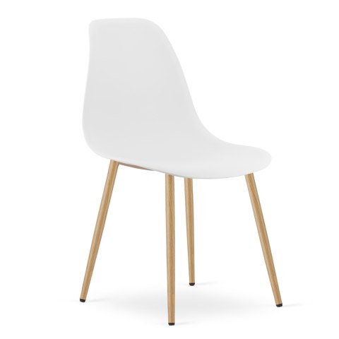 Zestaw Stół TESSA 120cm x 60cm - dąb / białe nogi + 4 krzesła WAT białe / nogi naturalne