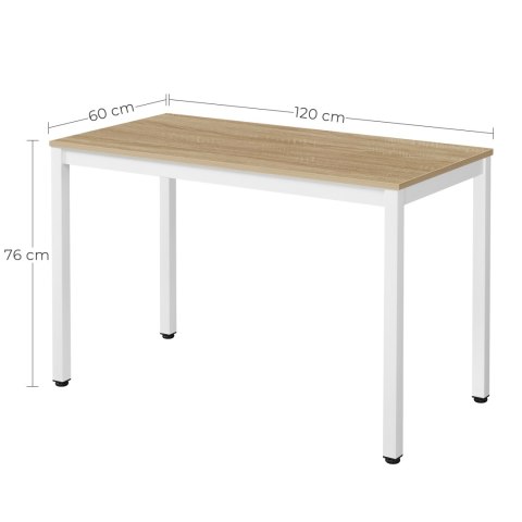 Zestaw Stół TESSA 120cm x 60cm - dąb / białe nogi + 4 krzesła WAT białe / nogi naturalne