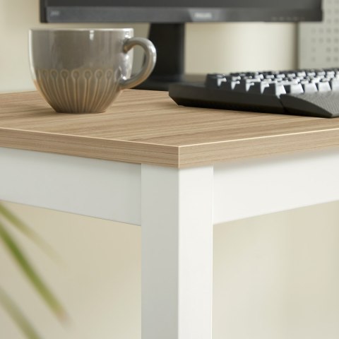 Zestaw Stół TESSA 120cm x 60cm - dąb / białe nogi + 4 krzesła WAT białe / nogi naturalne
