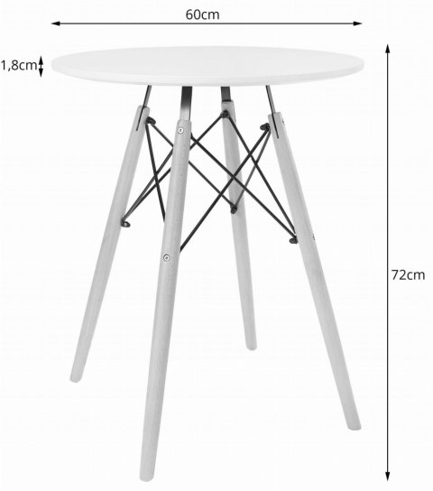 Zestaw stół okrągły TODI 60cm biały + 2 krzesła LAGO zielone