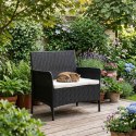 Sofa ogrodowa dwuosobowa z poduszką ławka na balkon taras ogród czarna MultiGarden MultiGarden