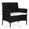 Sofa ogrodowa dwuosobowa z poduszką ławka na balkon taras ogród czarna MultiGarden MultiGarden
