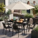 Stół ogrodowy 120x70 cm szkło hartowane otwór na parasol czarny MultiGarden MultiGarden