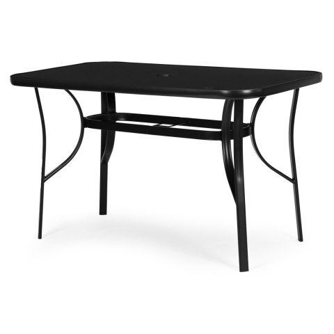 Stół ogrodowy 120x70 cm szkło hartowane otwór na parasol czarny MultiGarden MultiGarden