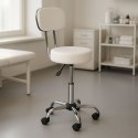 Stołek obrotowy z oparciem taboret kosmetyczny medyczny fotel regulowany biały ModernHome ModernHome