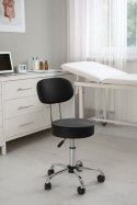 Stołek obrotowy z oparciem taboret kosmetyczny medyczny fotel regulowany czarny ModernHome ModernHome