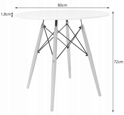 Zestaw stół okrągły TODI 80cm czarny + 4 krzesła OSAKA niebieskie