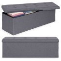Pufa pikowana 111x38 cm ze schowkiem tapicerowana ława skrzynia ciemnoszara ModernHome ModernHome