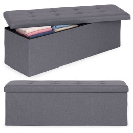 Pufa pikowana 111x38 cm ze schowkiem tapicerowana ława skrzynia ciemnoszara ModernHome ModernHome