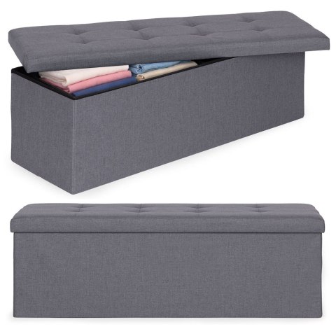 Pufa pikowana 111x38 cm ze schowkiem tapicerowana ława skrzynia ciemnoszara ModernHome ModernHome