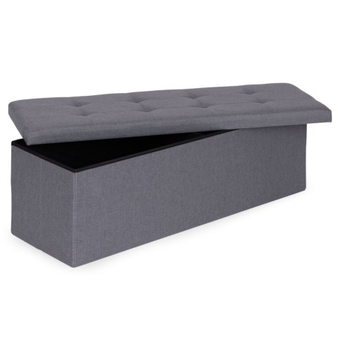 Pufa pikowana 111x38 cm ze schowkiem tapicerowana ława skrzynia ciemnoszara ModernHome ModernHome