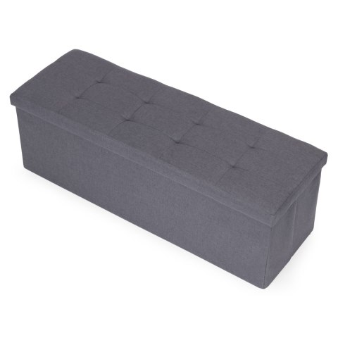Pufa pikowana 111x38 cm ze schowkiem tapicerowana ława skrzynia ciemnoszara ModernHome ModernHome