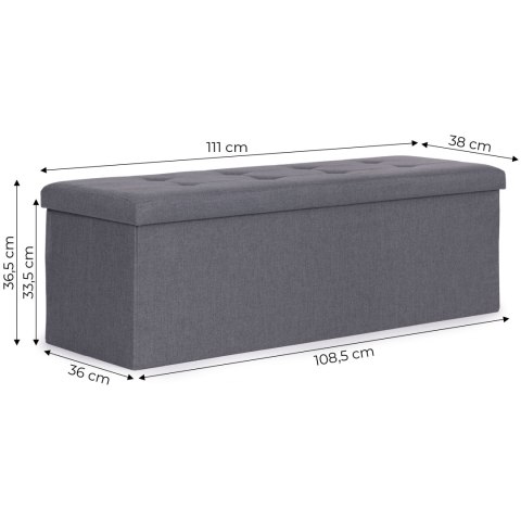 Pufa pikowana 111x38 cm ze schowkiem tapicerowana ława skrzynia ciemnoszara ModernHome ModernHome