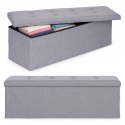 Pufa pikowana 111x38 cm ze schowkiem tapicerowana ława skrzynia jasnoszara ModernHome ModernHome