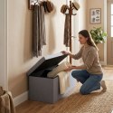 Pufa pikowana 111x38 cm ze schowkiem tapicerowana ława skrzynia jasnoszara ModernHome ModernHome