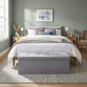 Pufa pikowana 111x38 cm ze schowkiem tapicerowana ława skrzynia jasnoszara ModernHome ModernHome
