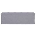Pufa pikowana 111x38 cm ze schowkiem tapicerowana ława skrzynia jasnoszara ModernHome ModernHome