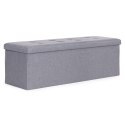 Pufa pikowana 111x38 cm ze schowkiem tapicerowana ława skrzynia jasnoszara ModernHome ModernHome
