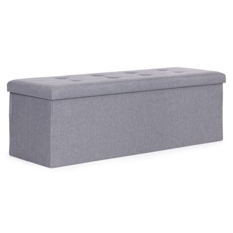 Pufa pikowana 111x38 cm ze schowkiem tapicerowana ława skrzynia jasnoszara ModernHome ModernHome