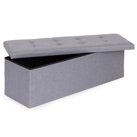 Pufa pikowana 111x38 cm ze schowkiem tapicerowana ława skrzynia jasnoszara ModernHome ModernHome