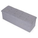 Pufa pikowana 111x38 cm ze schowkiem tapicerowana ława skrzynia jasnoszara ModernHome ModernHome
