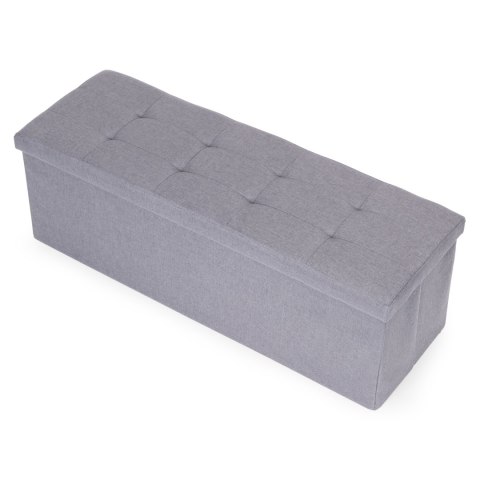 Pufa pikowana 111x38 cm ze schowkiem tapicerowana ława skrzynia jasnoszara ModernHome ModernHome