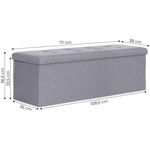 Pufa pikowana 111x38 cm ze schowkiem tapicerowana ława skrzynia jasnoszara ModernHome ModernHome