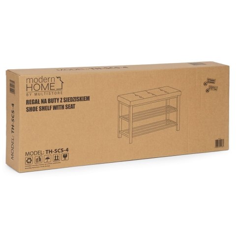 Szafka na buty z siedziskiem regał ławka tapicerowana 80 cm 2 półki ModernHome ModernHome