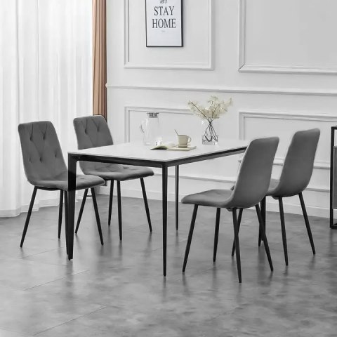 Komplet 4 krzeseł krzesło pikowane welurowe do jadalni i salonu szare ModernHome ModernHome