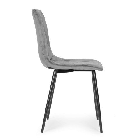 Komplet 4 krzeseł krzesło pikowane welurowe do jadalni i salonu szare ModernHome ModernHome
