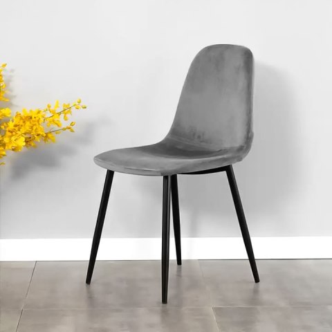 Komplet 4 krzeseł welurowych krzesło do jadalni i salonu szare ModernHome ModernHome