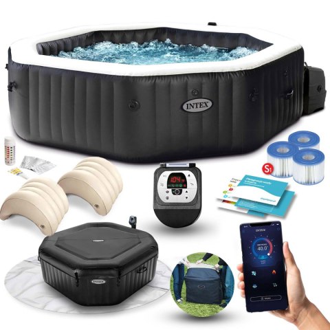 Nadmuchiwane SPA ośmiokątne basen z hydromasażem 4 os. 180x71 cm akcesoria premium INTEX 28458 INTEX