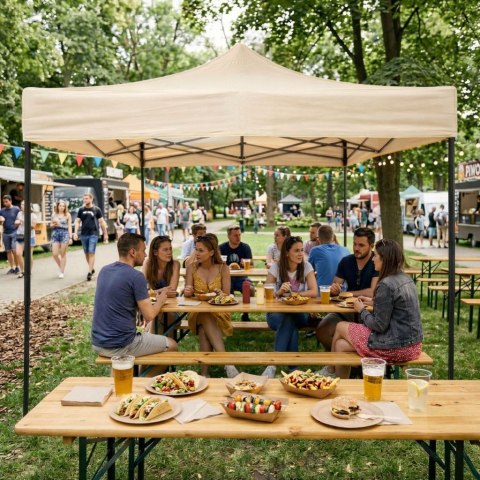 Pawilon ogrodowy eventowy automatyczny samorozkładalny namiot 3x3 m beżowy MultiGarden MultiGarden