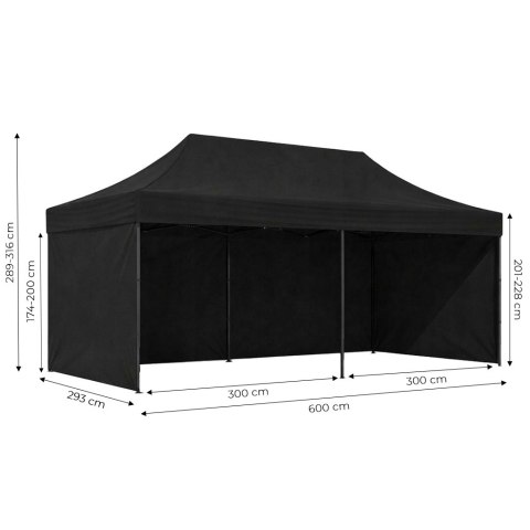 Pawilon ogrodowy eventowy automatyczny samorozkładalny namiot 3x6 m czarny MultiGarden MultiGarden