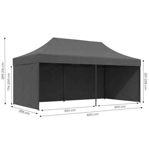 Pawilon ogrodowy eventowy automatyczny samorozkładalny namiot 3x6 m szary MultiGarden MultiGarden
