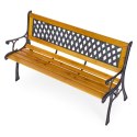 Drewniana ławka ogrodowa 126x51 cm z ażurowym oparciem i żeliwnymi nogami parkowa MultiGarden MultiGarden