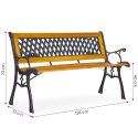 Drewniana ławka ogrodowa 126x51 cm z ażurowym oparciem i żeliwnymi nogami parkowa MultiGarden MultiGarden
