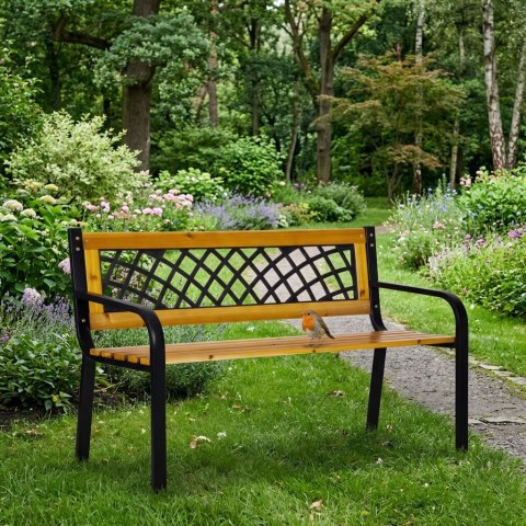 Drewniana ławka ogrodowa z ażurowym oparciem 118x52 cm parkowa MultiGarden MultiGarden