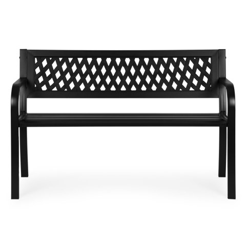Ławka ogrodowa z ażurowym oparciem 120x50 cm metalowa parkowa czarna MultiGarden MultiGarden