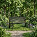 Ławka ogrodowa z ażurowym oparciem 120x50 cm metalowa parkowa czarna MultiGarden MultiGarden