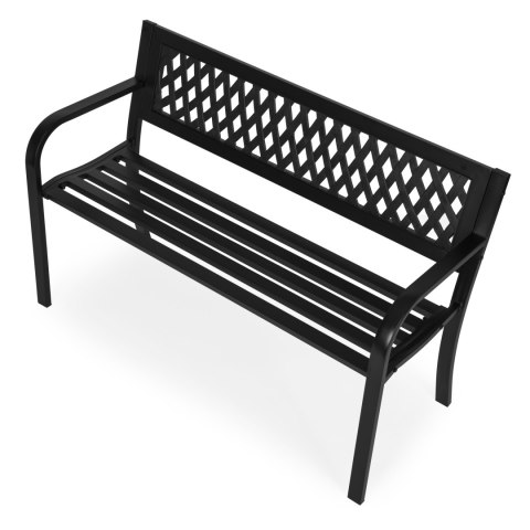 Ławka ogrodowa z ażurowym oparciem 120x50 cm metalowa parkowa czarna MultiGarden MultiGarden