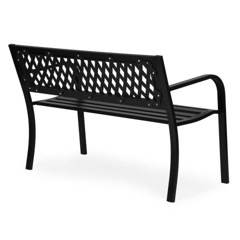 Ławka ogrodowa z ażurowym oparciem 120x50 cm metalowa parkowa czarna MultiGarden MultiGarden