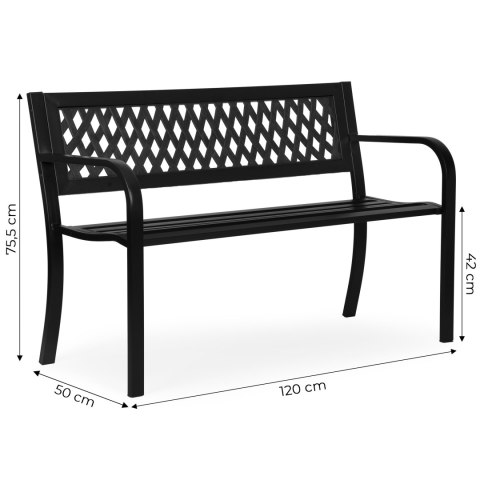 Ławka ogrodowa z ażurowym oparciem 120x50 cm metalowa parkowa czarna MultiGarden MultiGarden