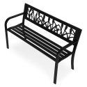 Ławka ogrodowa z dekoracyjnym oparciem 120x50 cm metalowa parkowa czarna MultiGarden MultiGarden