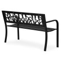 Ławka ogrodowa z dekoracyjnym oparciem 120x50 cm metalowa parkowa czarna MultiGarden MultiGarden