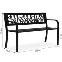 Ławka ogrodowa z dekoracyjnym oparciem 120x50 cm metalowa parkowa czarna MultiGarden MultiGarden