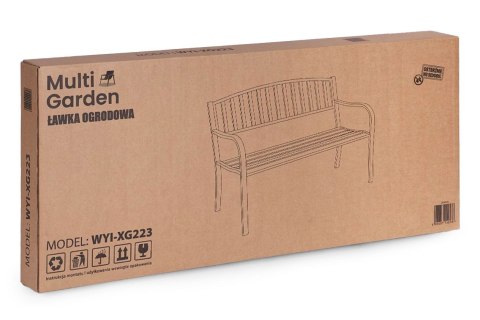 Ławka ogrodowa z oparciem 120x50 cm metalowa parkowa czarna MultiGarden MultiGarden