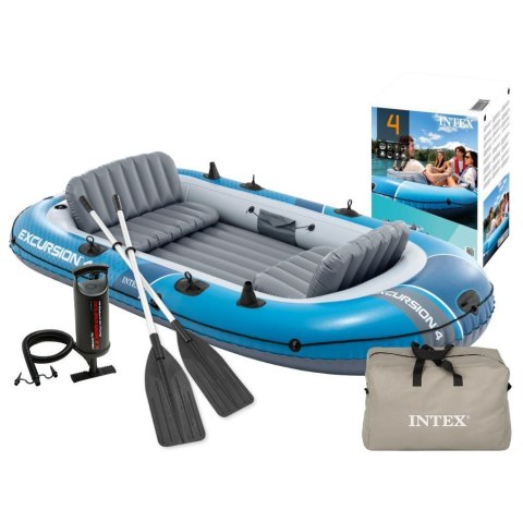 Ponton dmuchany Excursion 4 4-osobowy pompka 2 wiosła torba INTEX 66324 INTEX