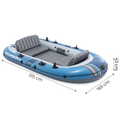 Ponton dmuchany Excursion 4 4-osobowy pompka 2 wiosła torba INTEX 66324 INTEX